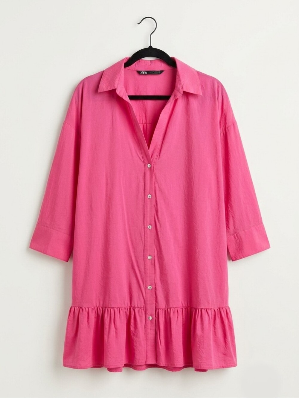 Zara Pink Button-Front Peplum Blouse/Dress Size Large